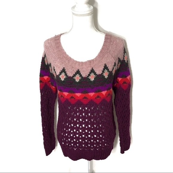 American Eagle Knit Sweater Medium Pink Scoop Neck - Picture 1 of 7